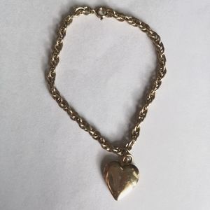 Gold Tone Heart Locket Bracelet